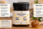 Manuka Honig Glas mit MGO und UMF Werten auf dem Etikett erklärt