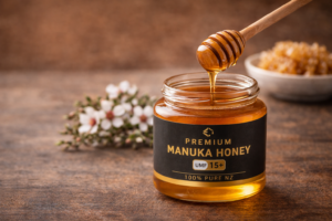 Hochwertiger Manuka Honig im Glas mit Honiglöffel – Premium Qualität aus Neuseeland